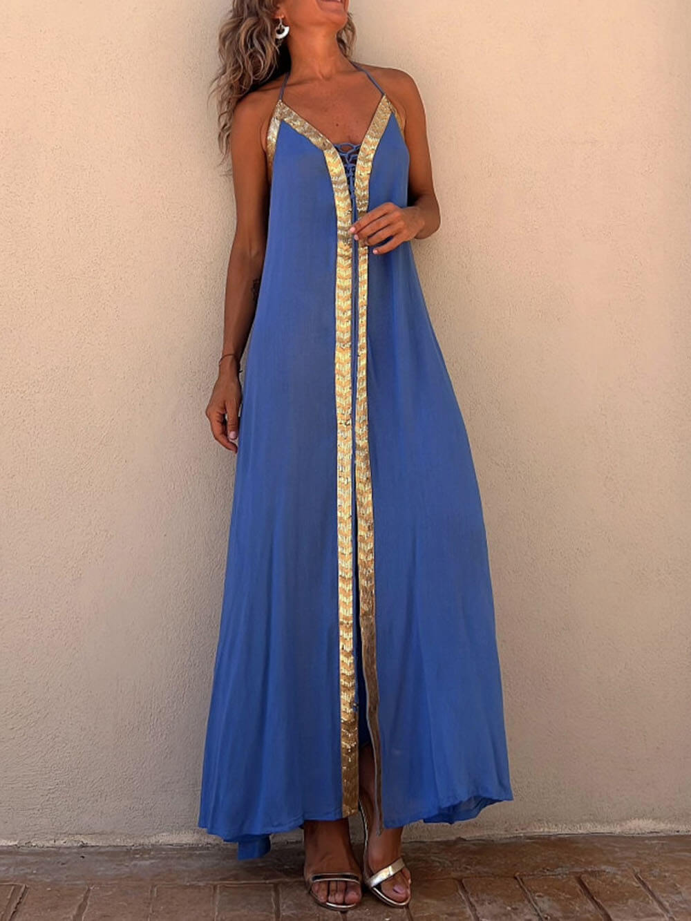 Halter Neck Casual Charming Resort Maxi Dress InsStreet