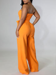 Strapless Belted Jumpsuit Ins Street