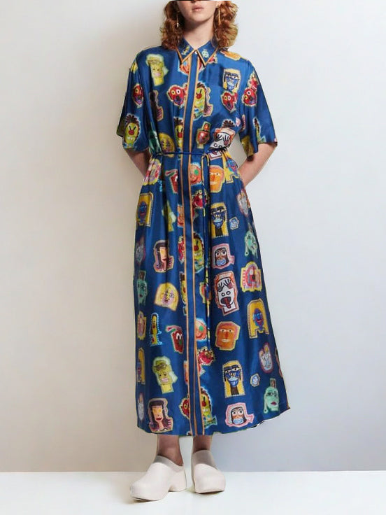 Unique Graffiti Fun Charming Print Midi Dress InsStreet