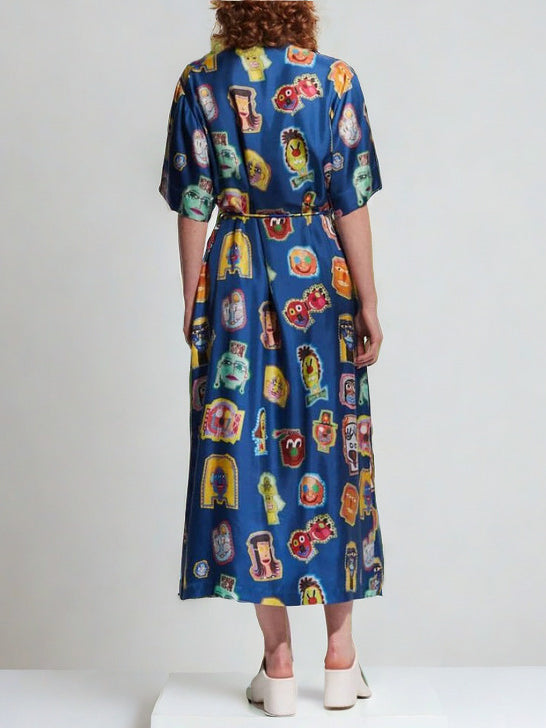 Unique Graffiti Fun Charming Print Midi Dress InsStreet