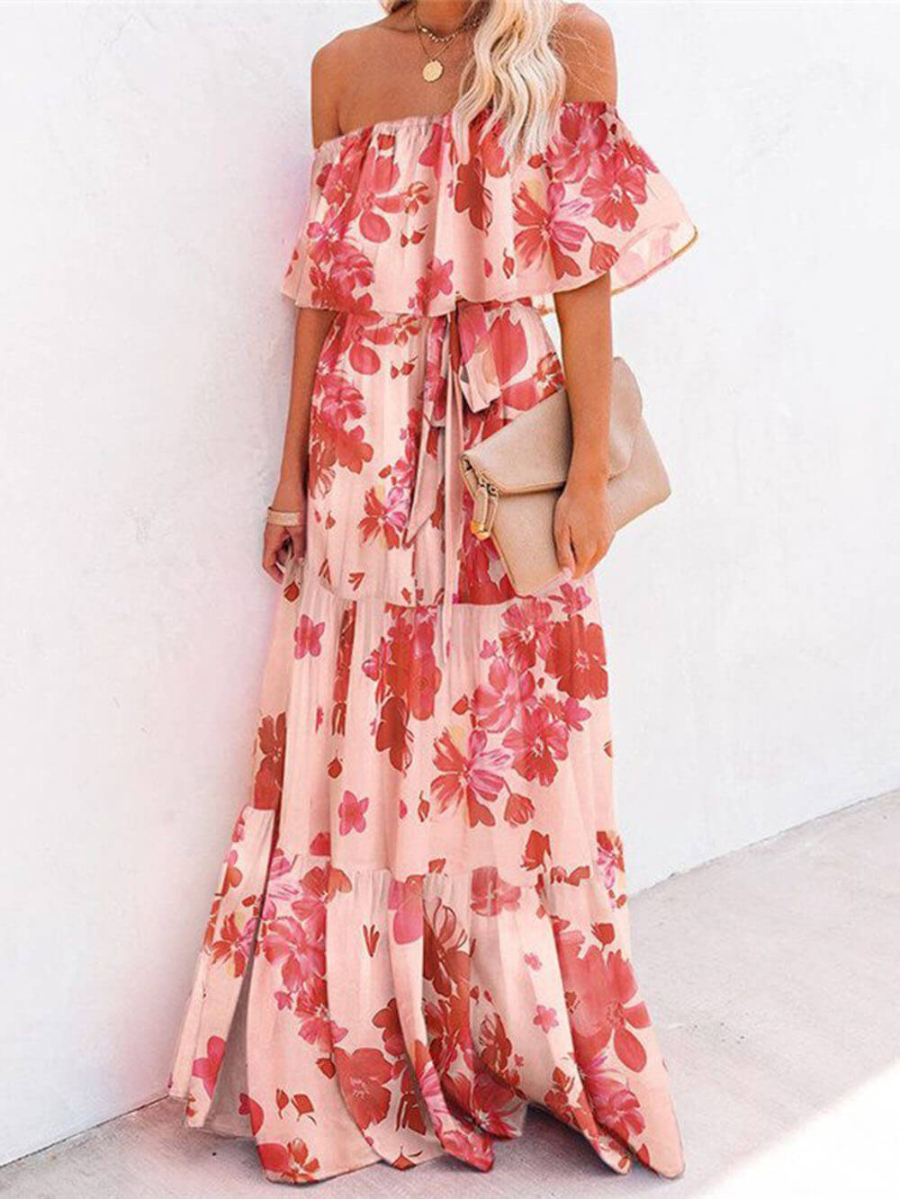 Printed Wrap Stylish Maxi Dress InsStreet