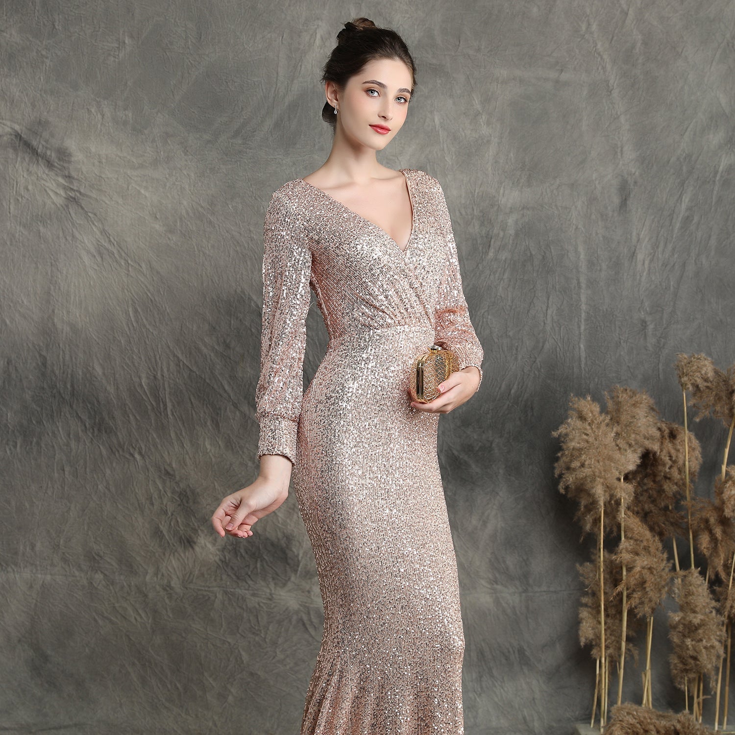 Ella long-sleeve sequined Charming formal fishtail dress InsStreet