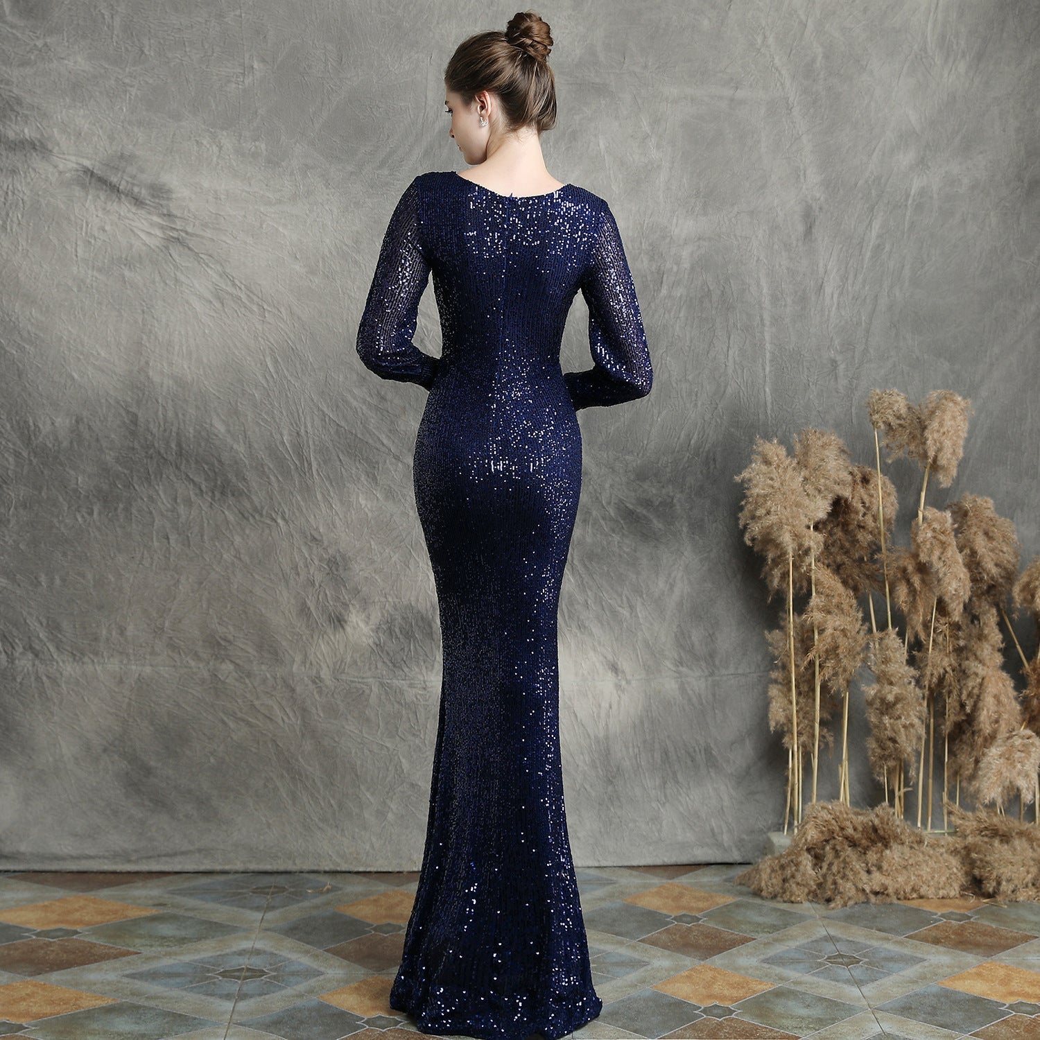 Ella long-sleeve sequined Charming formal fishtail dress InsStreet