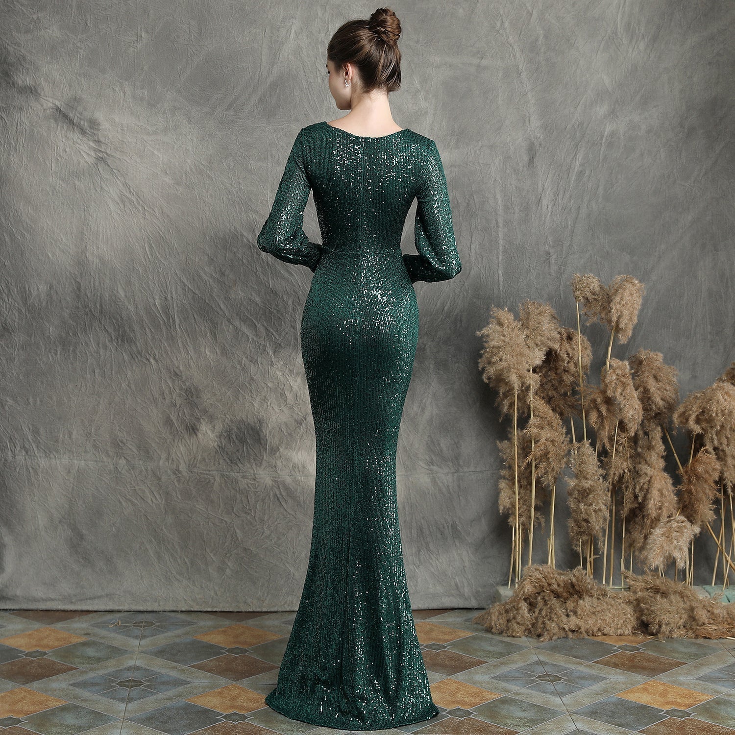 Ella long-sleeve sequined Charming formal fishtail dress InsStreet