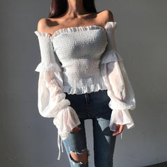 Fawna Smocked Eyelet Crop Top - White - FINAL SALE Ins Street