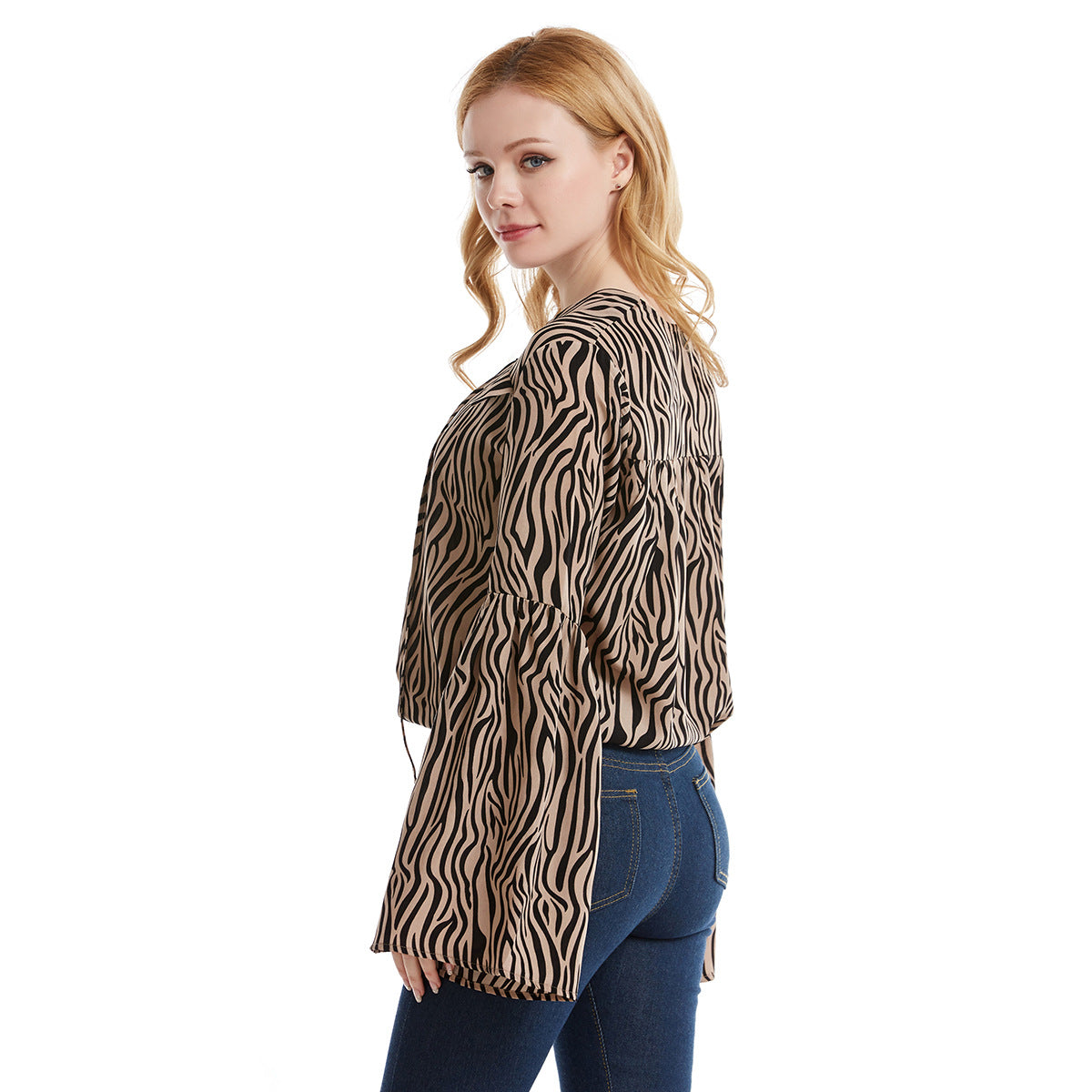 Mcgee Tiger Print Padded Shoulder Blouse Ins Street