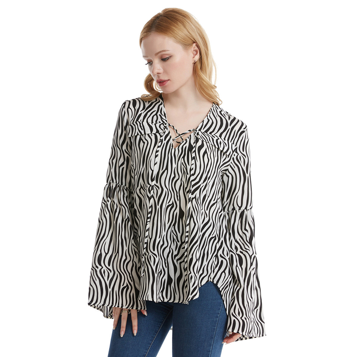 Mcgee Tiger Print Padded Shoulder Blouse Ins Street