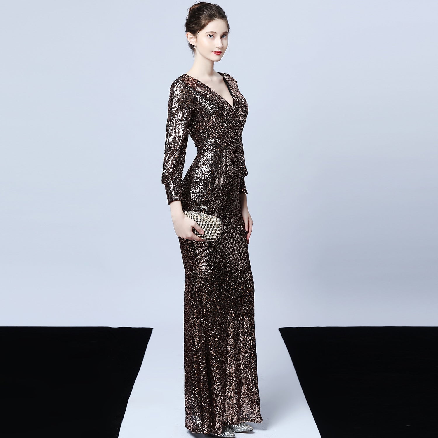 Ella long-sleeve sequined Charming formal fishtail dress InsStreet