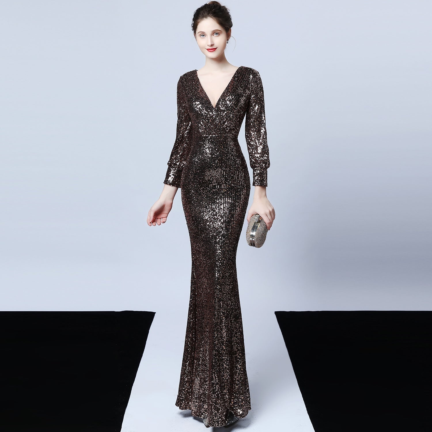 Ella long-sleeve sequined Charming formal fishtail dress InsStreet