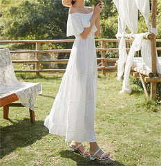 Ruffled Romance Off Charming The Shoulder Maxi Dress InsStreet