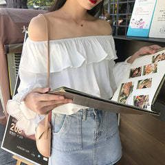 Sincere Balloon Sleeve Cold Shoulder Blouse - White Ins Street