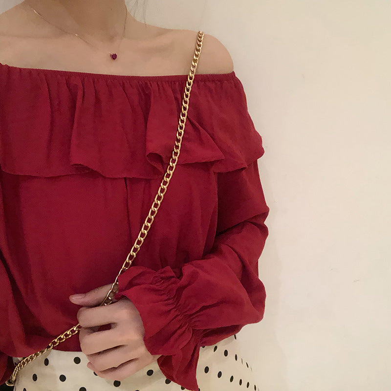 Sincere Balloon Sleeve Cold Shoulder Blouse - White Ins Street