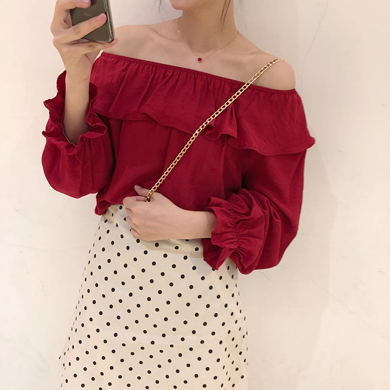 Sincere Balloon Sleeve Cold Shoulder Blouse - White Ins Street