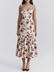 Sweet Spicy Style Charming Floral Backless Midi Dresses InsStreet