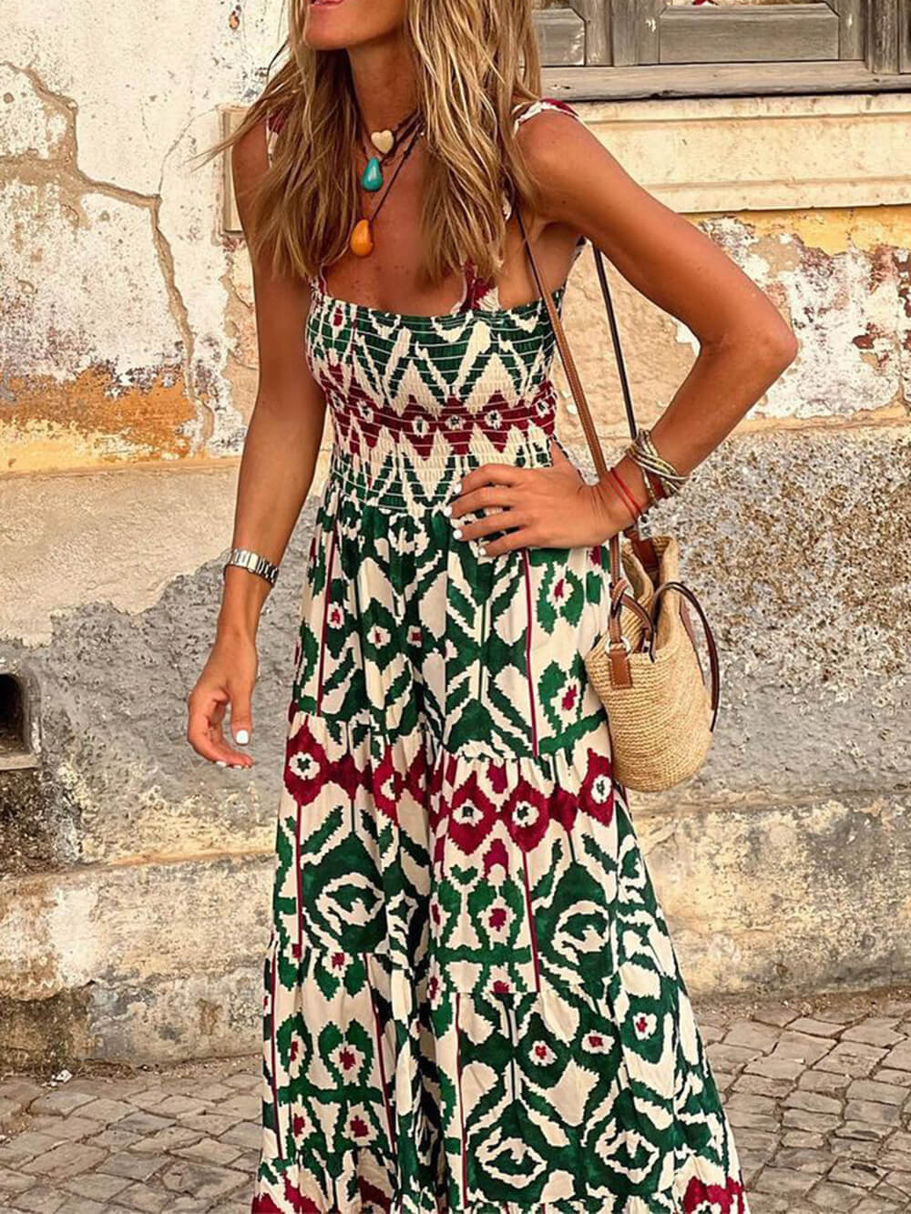 Unique Beach Vacation Charming Printed Halter Hem Dresses InsStreet