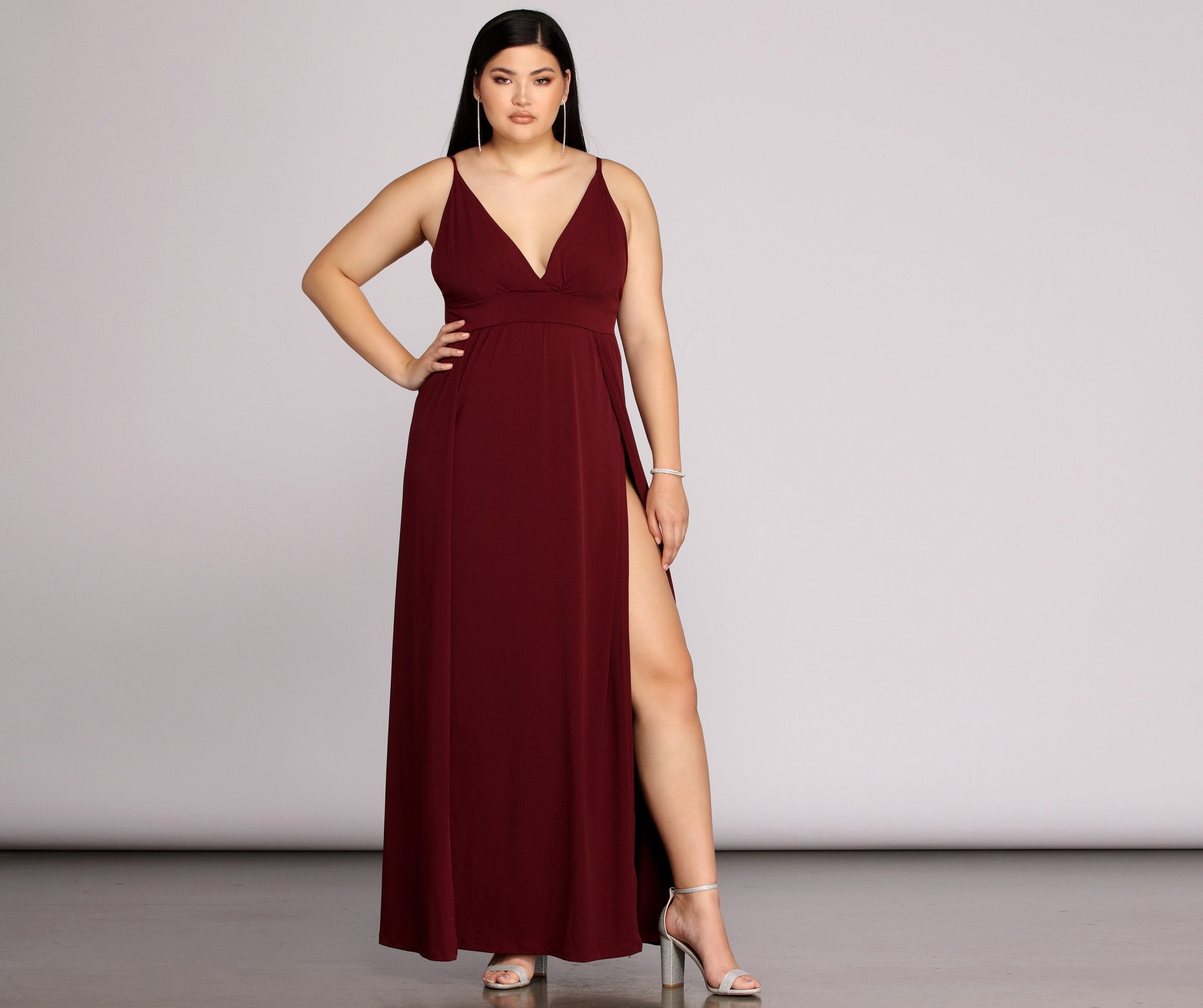 Plus Galilea Formal Charming High Slit Dress InsStreet