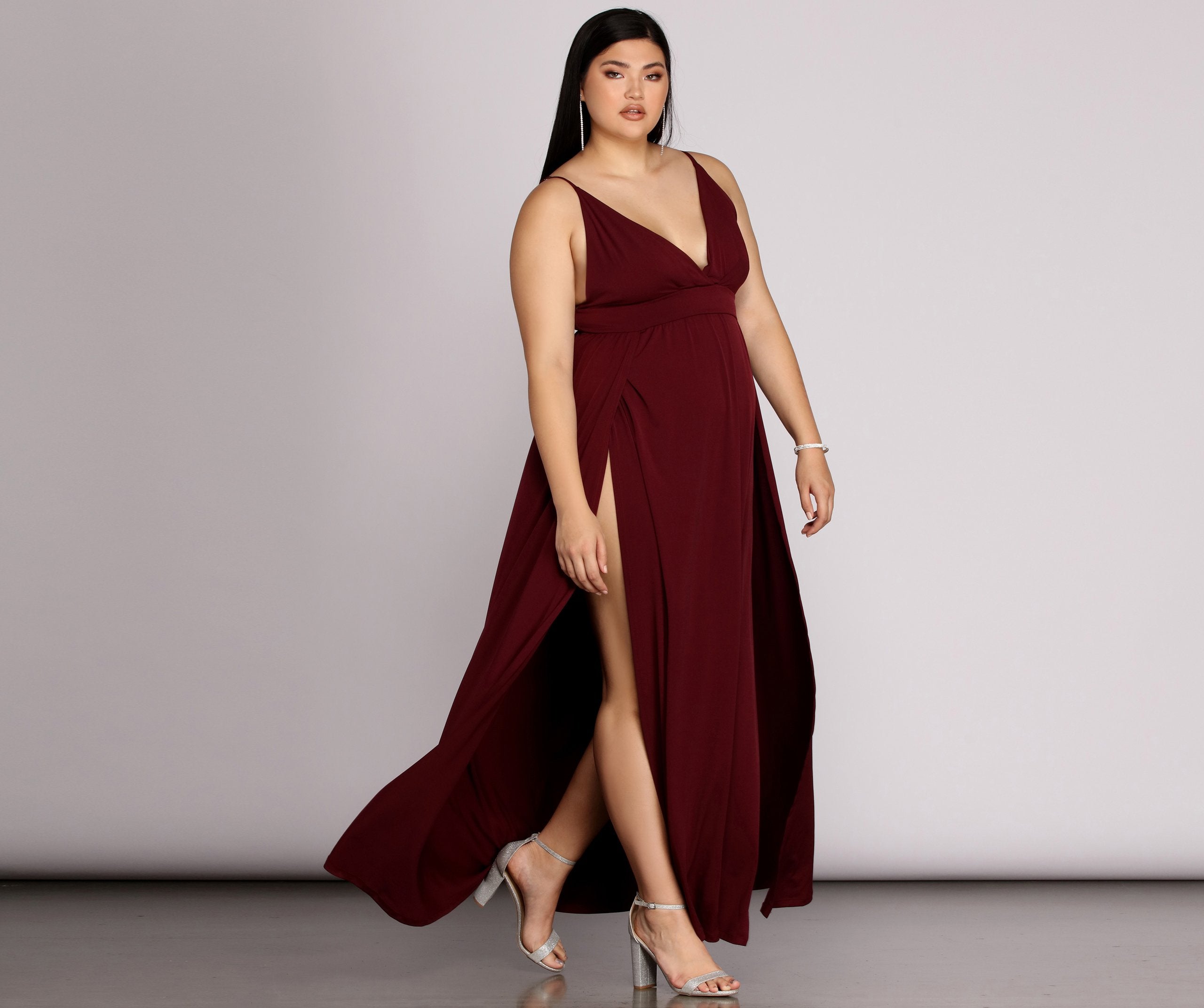 Plus Galilea Formal Charming High Slit Dress InsStreet