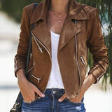 Slick Chick Coated Faux Leather Moto Jacket - Taupe Ins Street