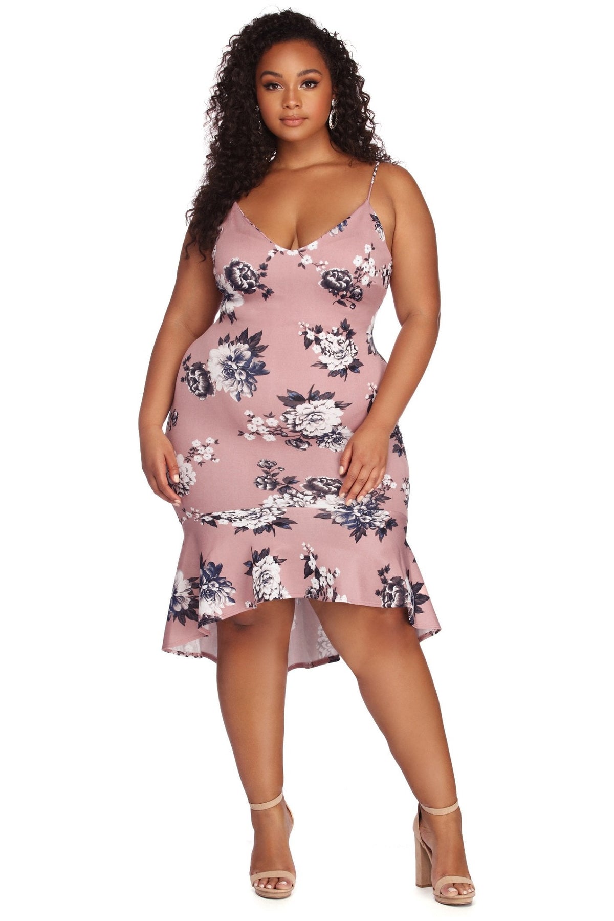 Plus Flow With Charming Floral Midi Dress InsStreet