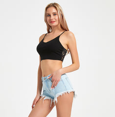 Party On Fray Hem Denim Shorts - Light Blue Wash Ins Street