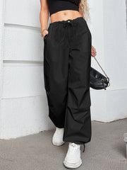Oversized Drawstring Low Waist Slant Pocket Cargo Parachute Pants InsStreet