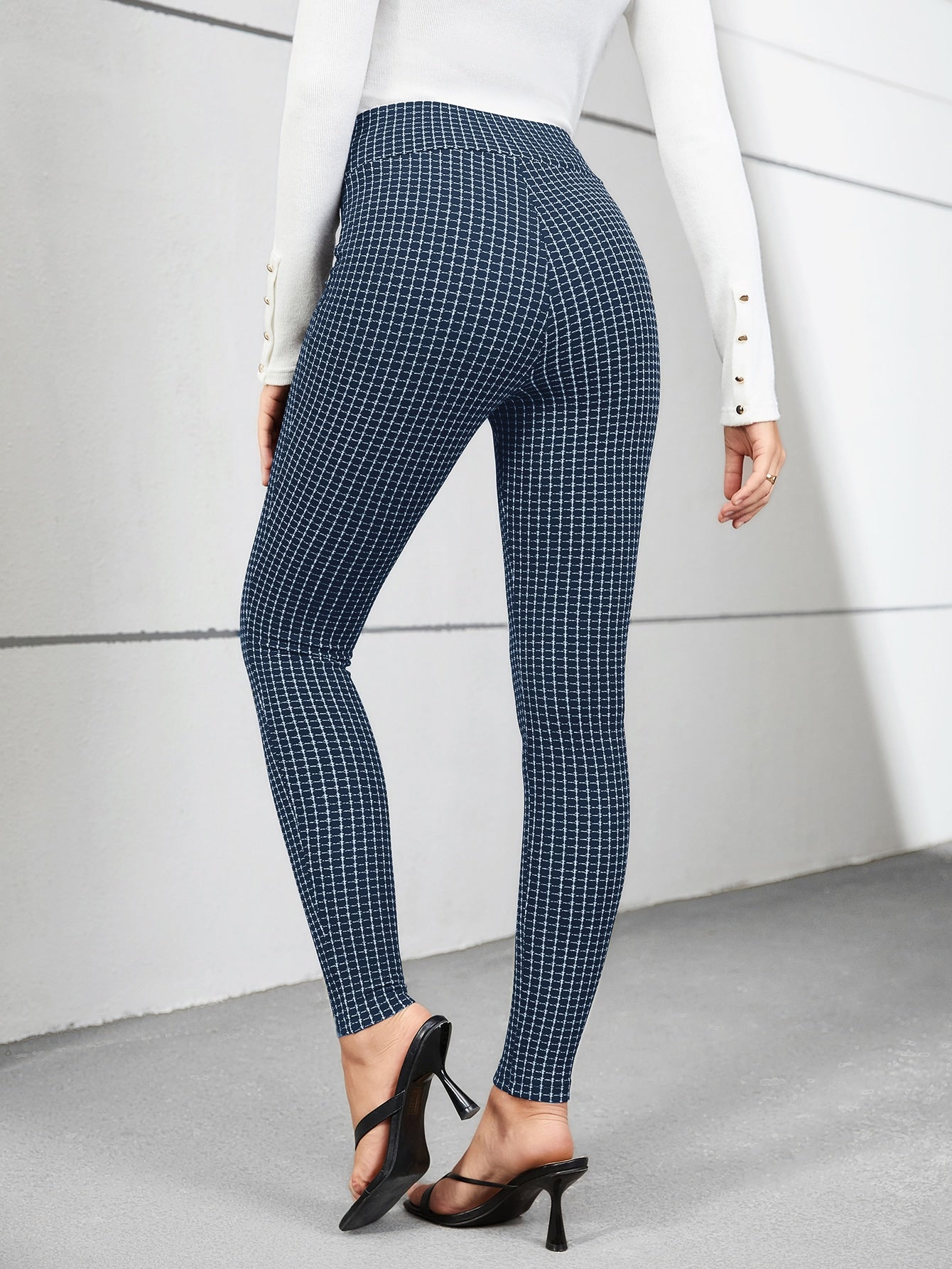 Plaid Print Skinny Pants InsStreet