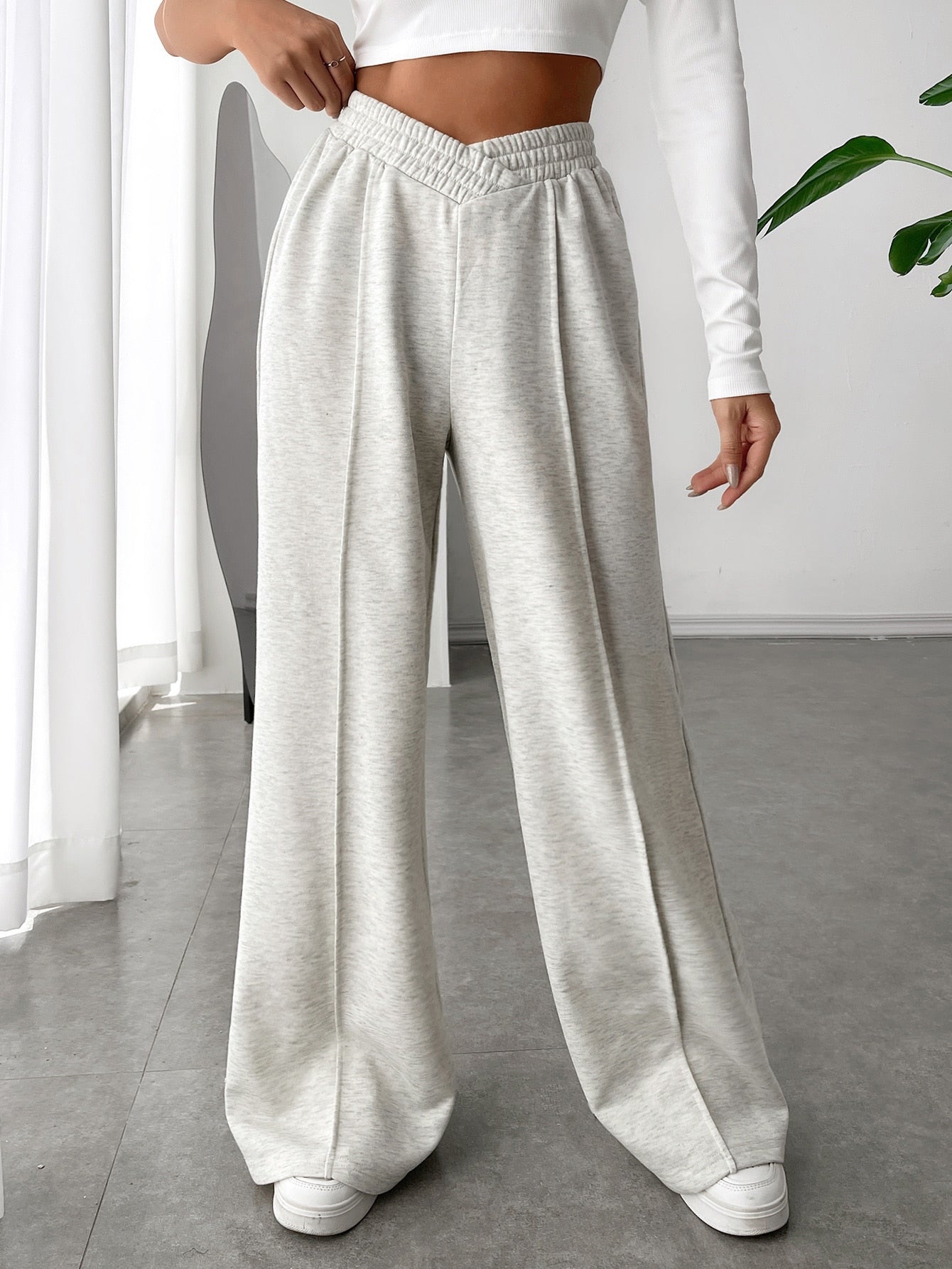 Solid Wide Leg Sweatpants InsStreet