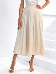 Solid Pleated Skirt Workwear InsStreet