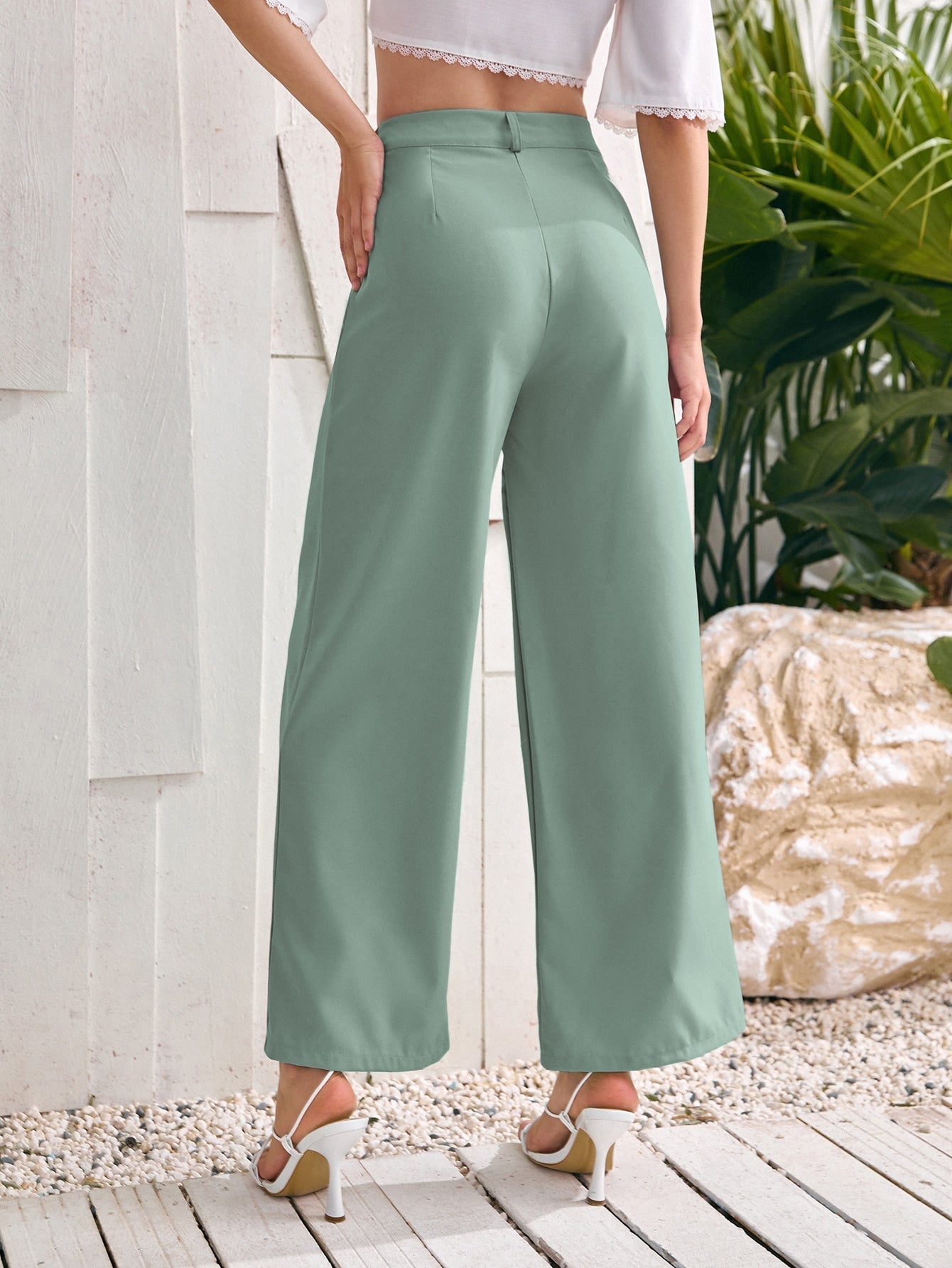 ely Solid Wide Leg Pants InsStreet