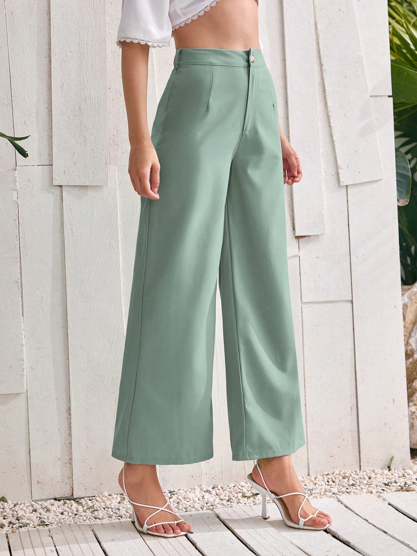 ely Solid Wide Leg Pants InsStreet