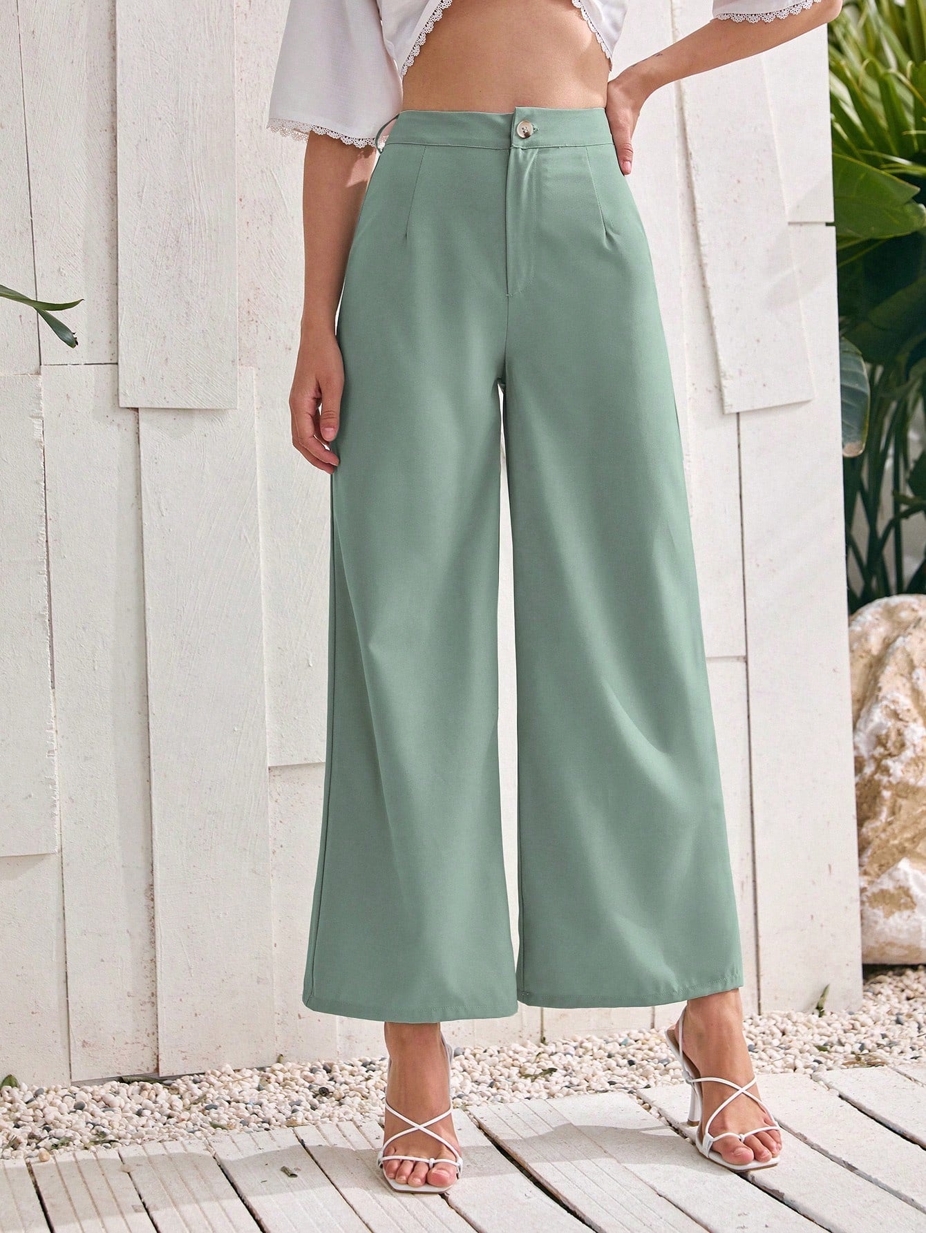 ely Solid Wide Leg Pants InsStreet