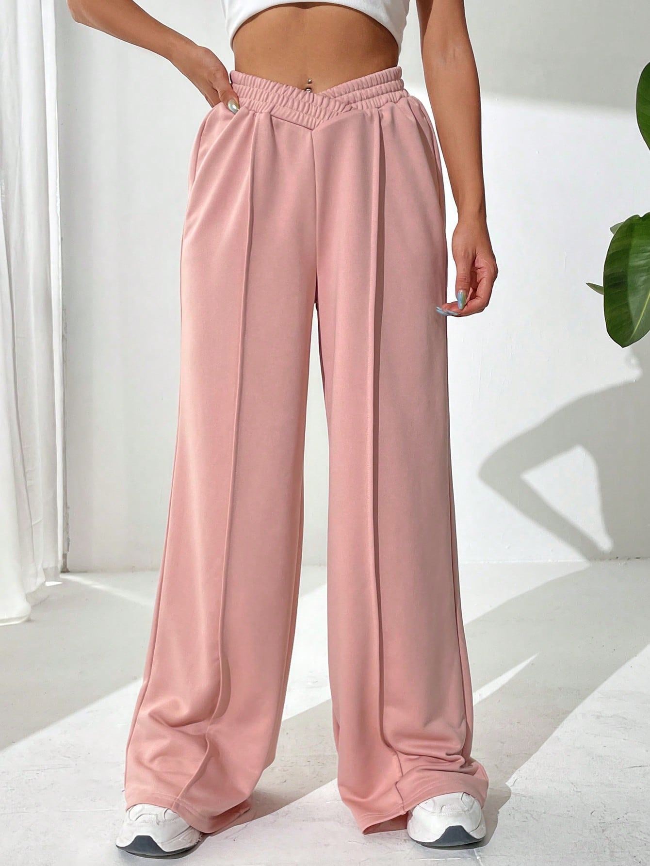 Solid Wide Leg Sweatpants InsStreet