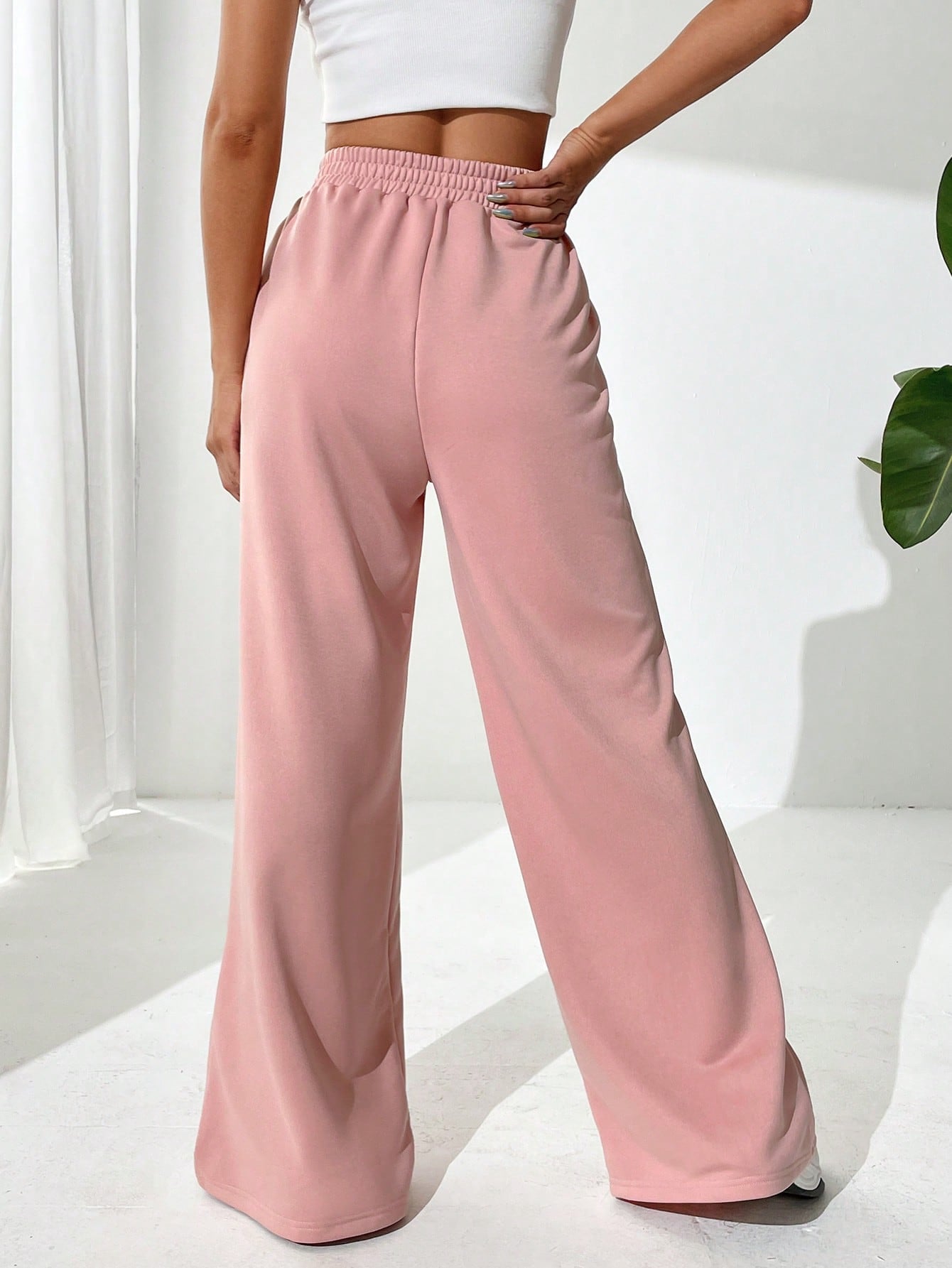 Solid Wide Leg Sweatpants InsStreet