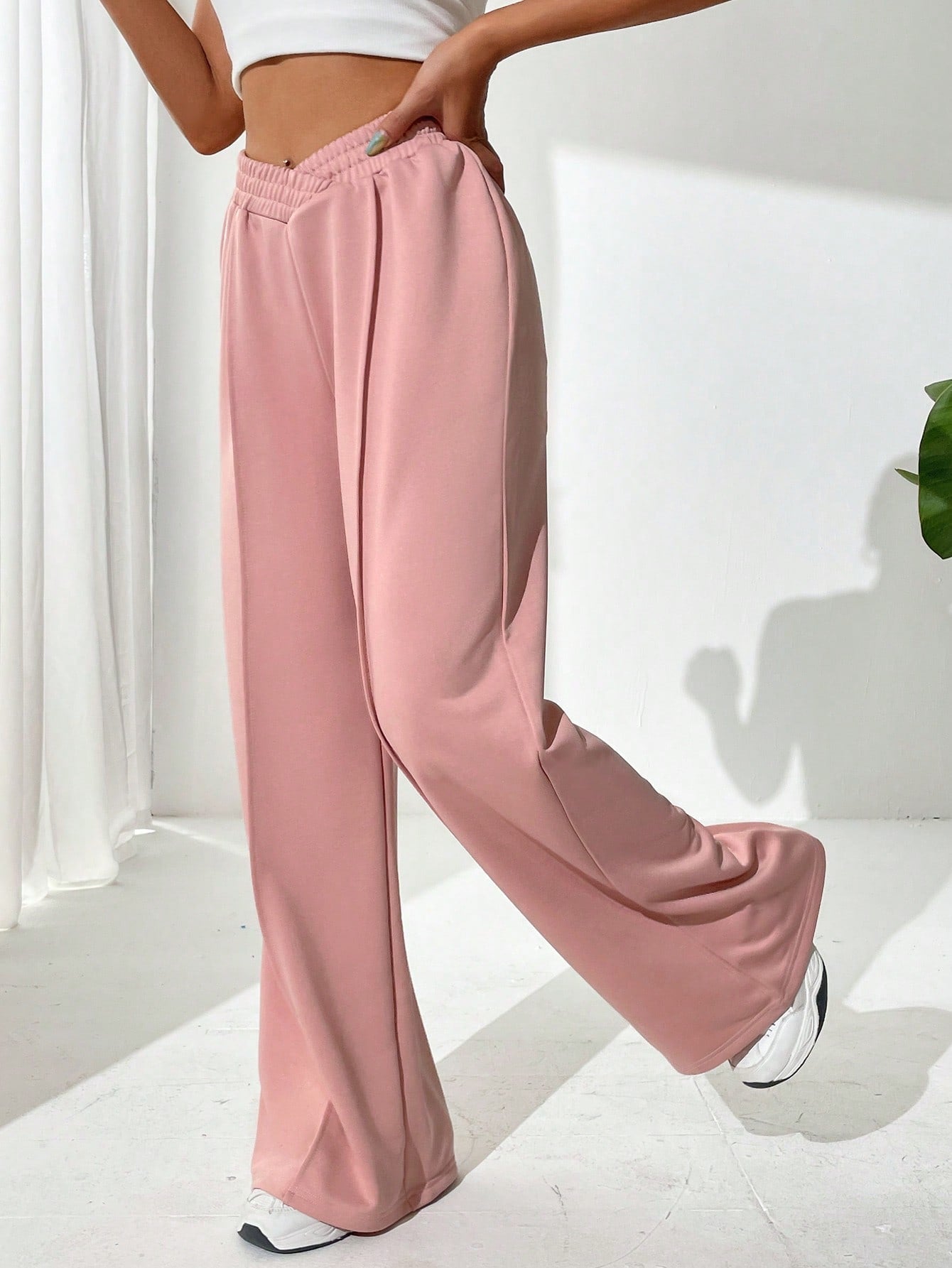 Solid Wide Leg Sweatpants InsStreet
