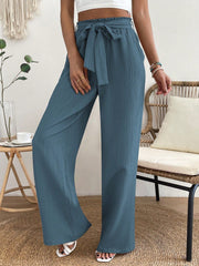 Paperbag Waist Belted Wide Leg Pants InsStreet