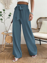 Paperbag Waist Belted Wide Leg Pants InsStreet