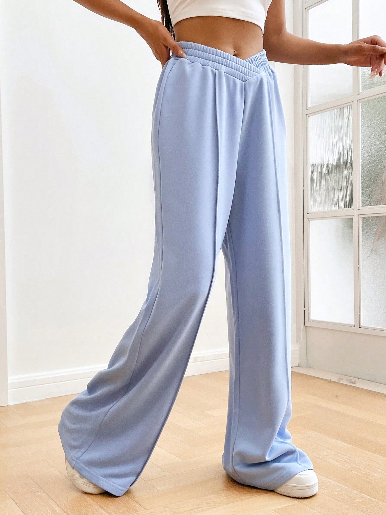 Solid Wide Leg Sweatpants InsStreet