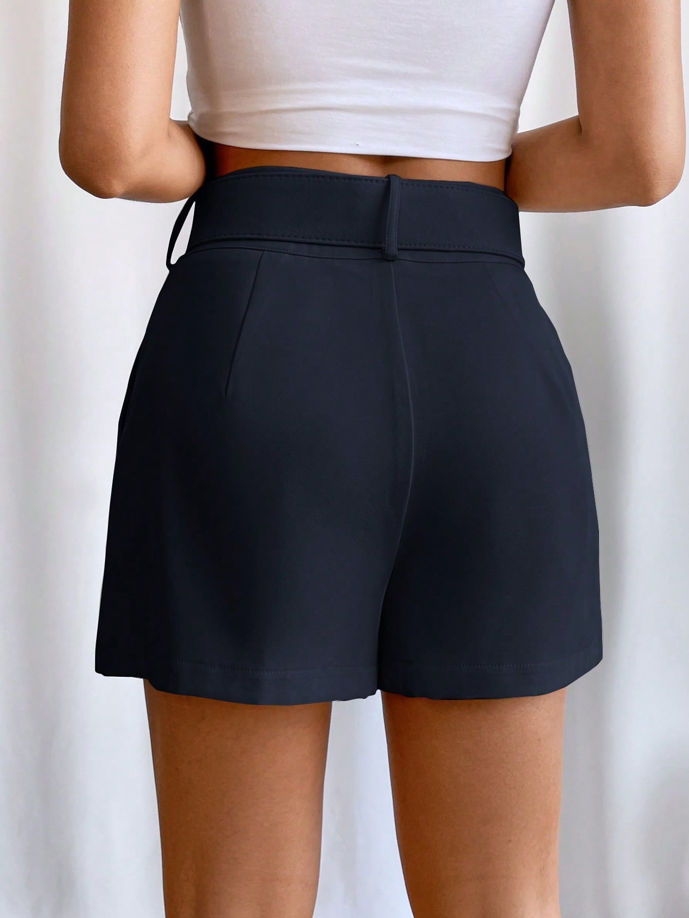 Fold Pleated Belted Wide Leg Shorts InsStreet