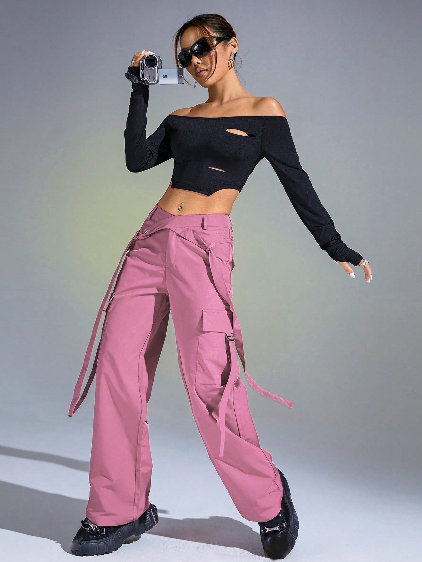 Solid Flap Pocket Cargo Pants InsStreet