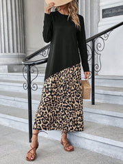 Leopard Print Round Neck Dress InsStreet