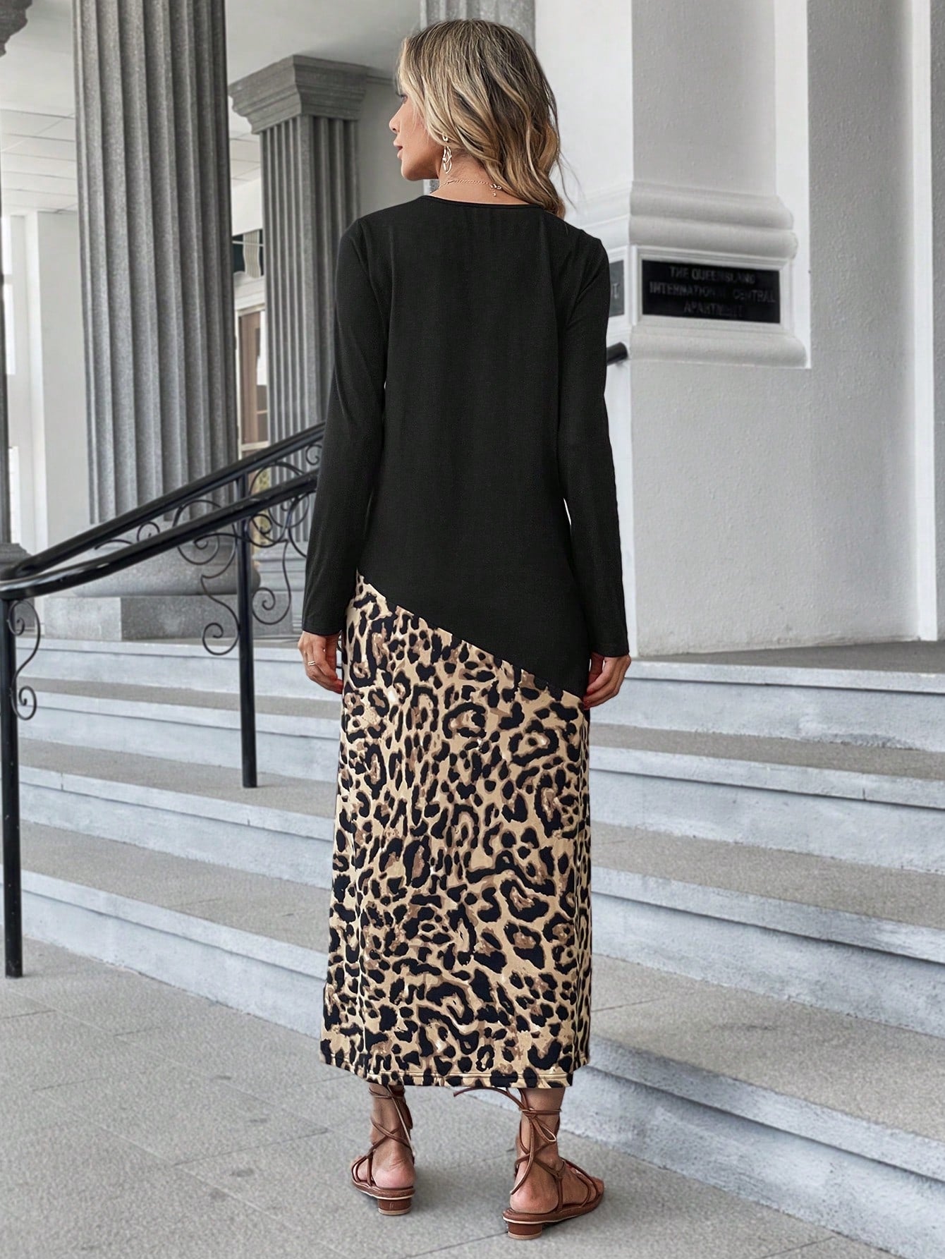 Leopard Print Round Neck Dress InsStreet