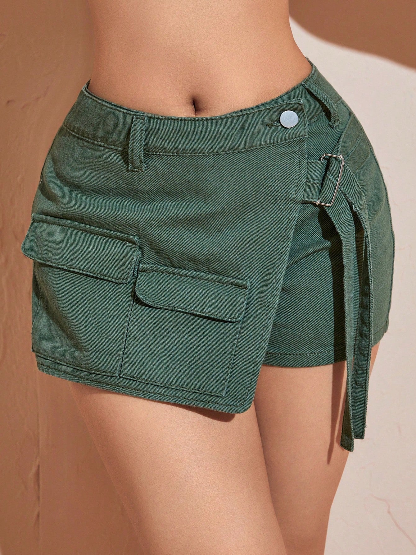 Flap Pocket Denim Skort InsStreet