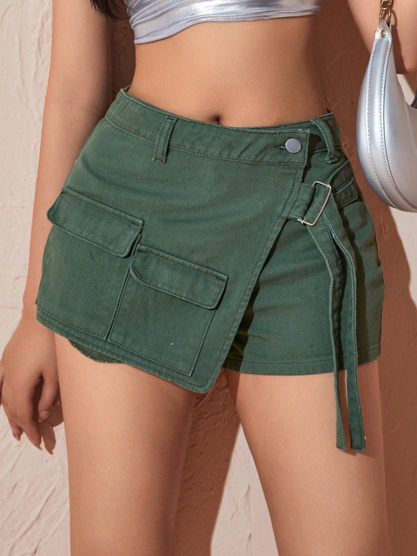 Flap Pocket Denim Skort InsStreet