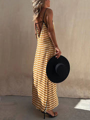 Ethnic Print Backless Charming A-line Maxi Dress InsStreet