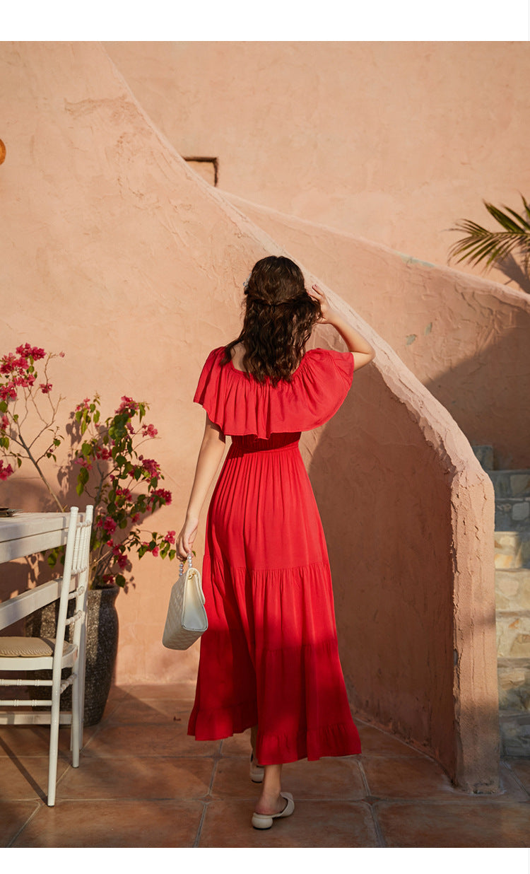 Ruffled Romance Off Charming The Shoulder Maxi Dress InsStreet