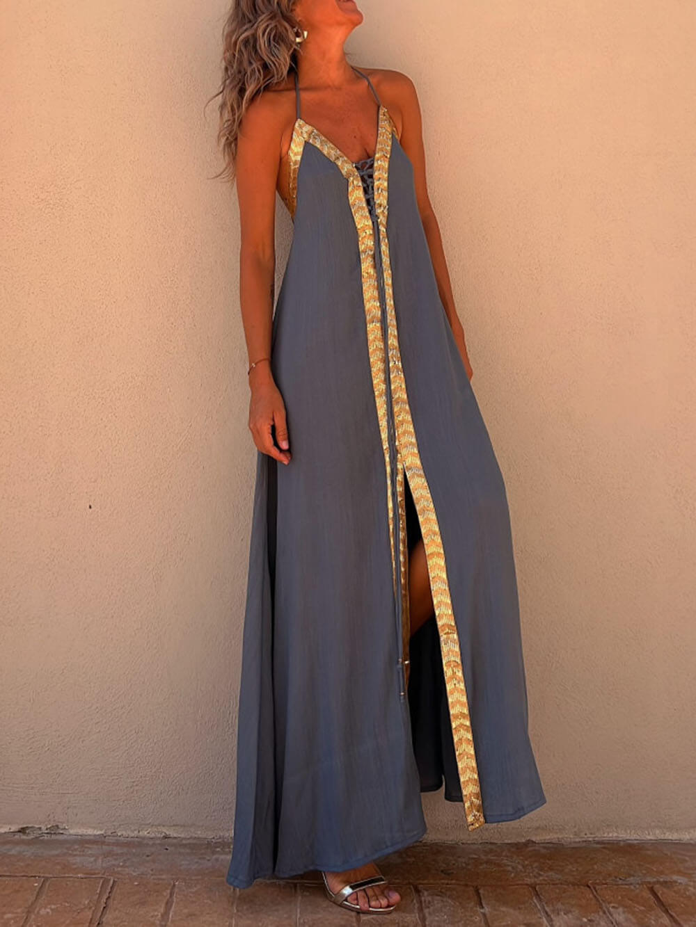 Halter Neck Casual Charming Resort Maxi Dress InsStreet