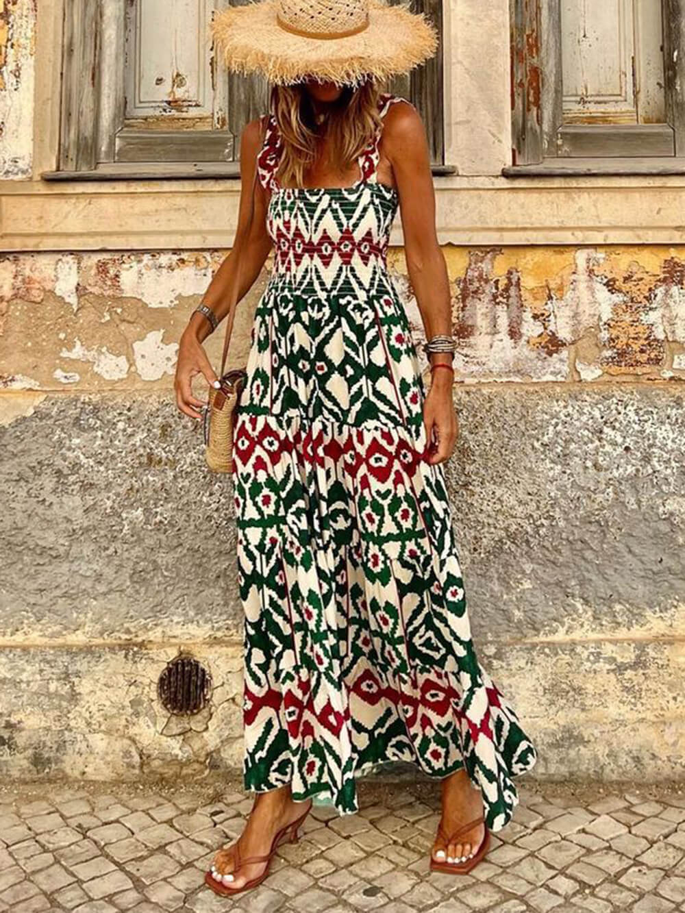 Unique Beach Vacation Charming Printed Halter Hem Dresses InsStreet