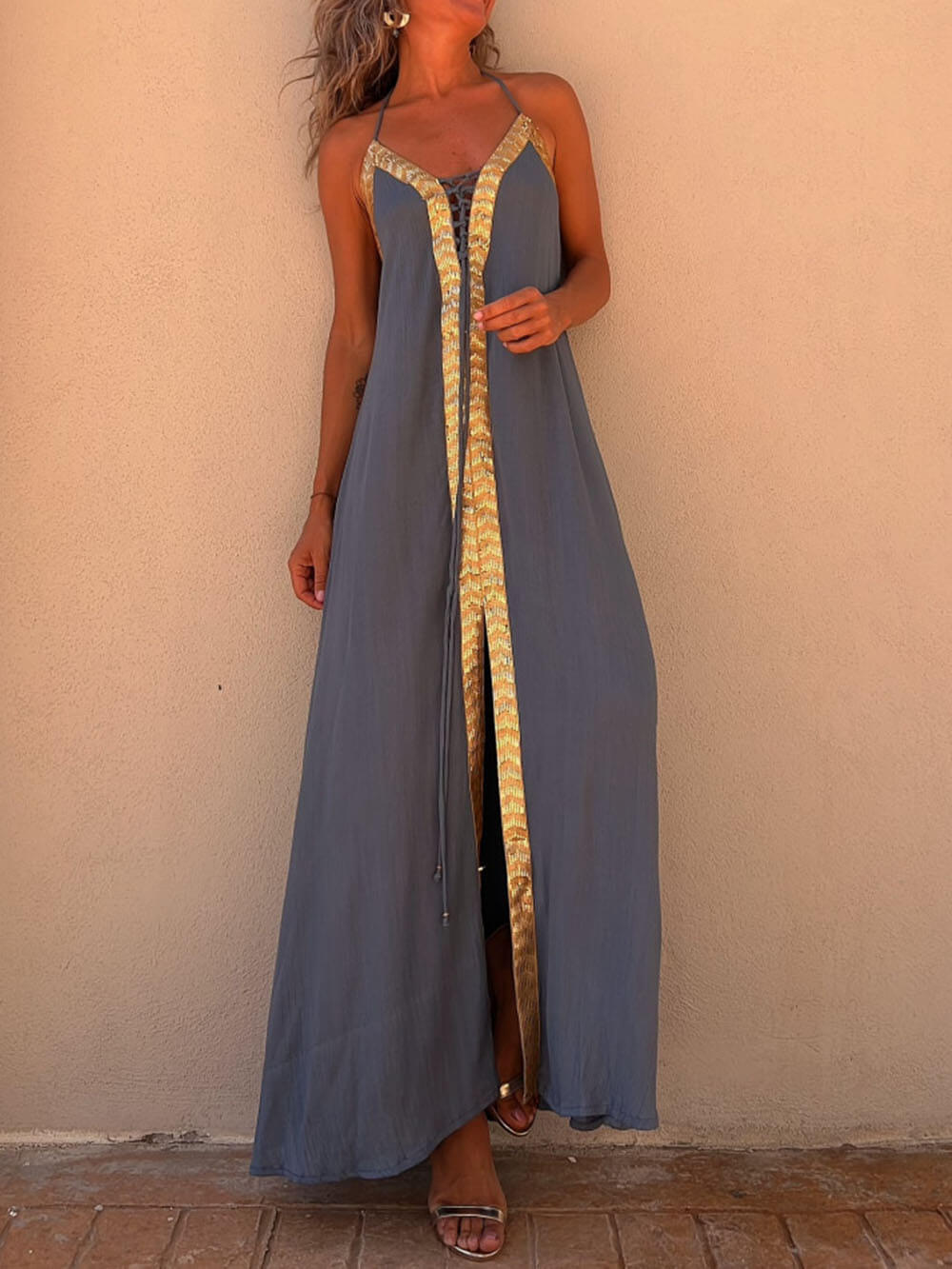 Halter Neck Casual Charming Resort Maxi Dress InsStreet