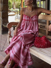 Ethnic Style Crochet Patchwork Graceful Knitted Slip Maxi Dress InsStreet