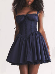 French Navy Stylish Corset Mini Dress InsStreet